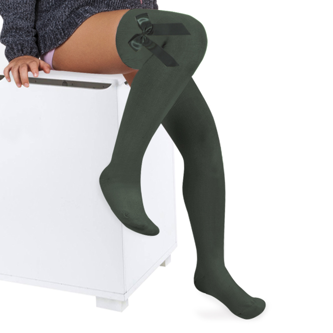 Calcetines altos sobre rodilla con lazo de terciopelo