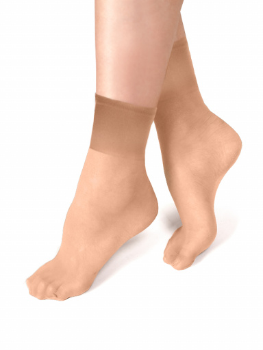 Pacote de meias de tornozelo elástico largo 10 den 2 pares Nude