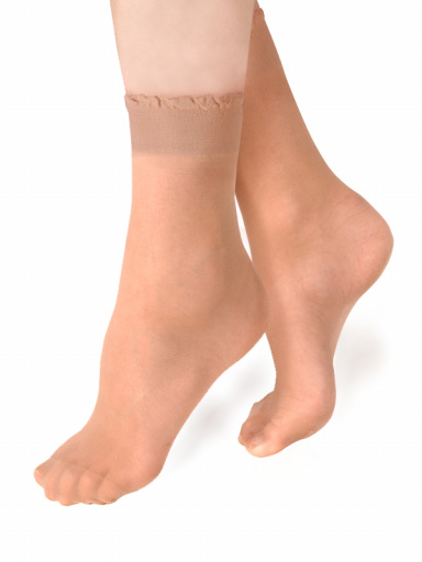 Meia de tornozelo 10 Den comfort cuff Pack 2 pares Nude