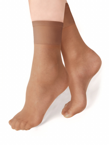 Meia de tornozelo 20 Den punho de conforto e formato do pé Pack 2 Par Bronze