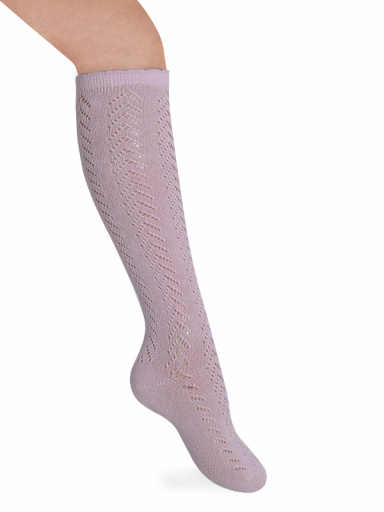 Meias altas perle em espinha de peixe Pink