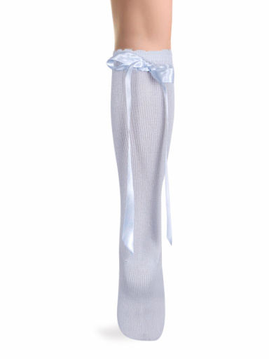 Meias pérolas altas com fita de cetim Lightblue