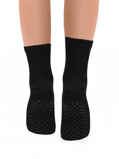 meias de algodão antiderrapantes Black