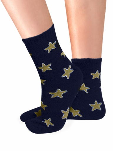 Meias de Lã Merino Stars Navyblue