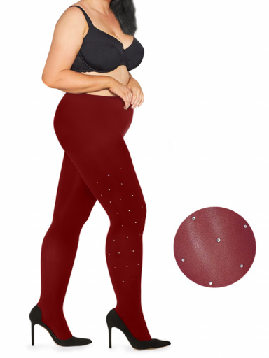 Collants plus size com strass Maroon