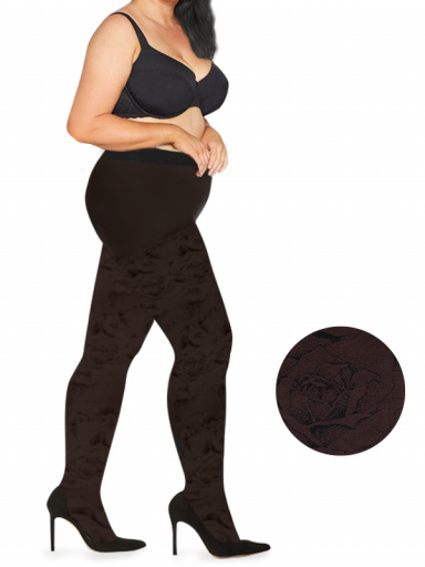 Collant de flores opacas plus size brown