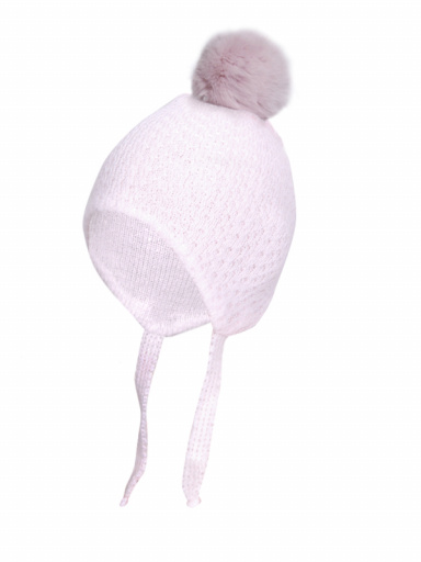 Chapéu de bebê a céu aberto com pompom grande (0-12 meses) Pink-Pink