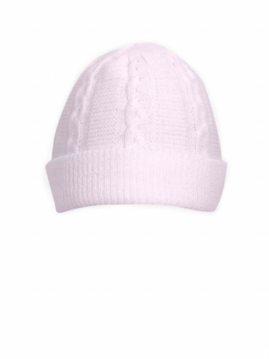 Gorro de criança em malha de cabo (0-12 meses) Pink