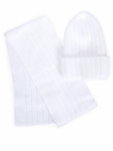 Chapéu e cachecol com canelado Boy-Girl (3-8 anos) White