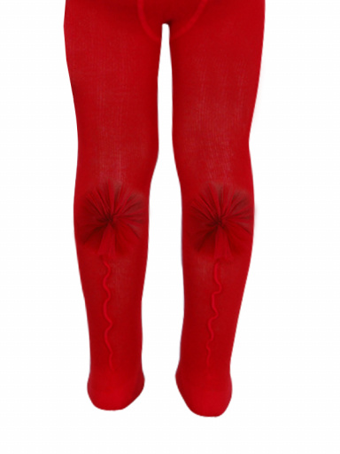 Collants com costura atrás e flor de tule Red