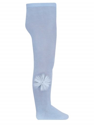 Collants em algodão com flor de tule Babyblue