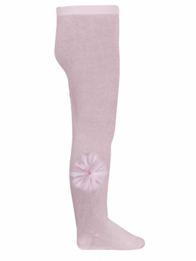 Collants em algodão com flor de tule Pink