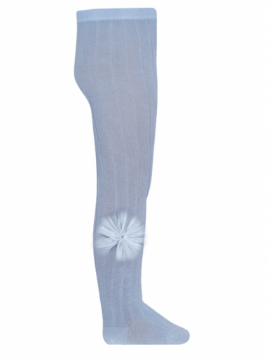 Collants em canelado em algodão com flor de tule  Babyblue