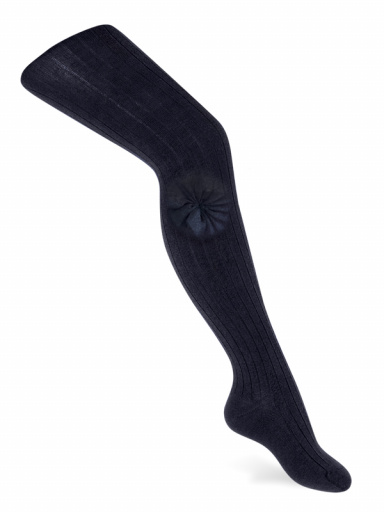 Collants em canelado em algodão com flor de tule  Navyblue