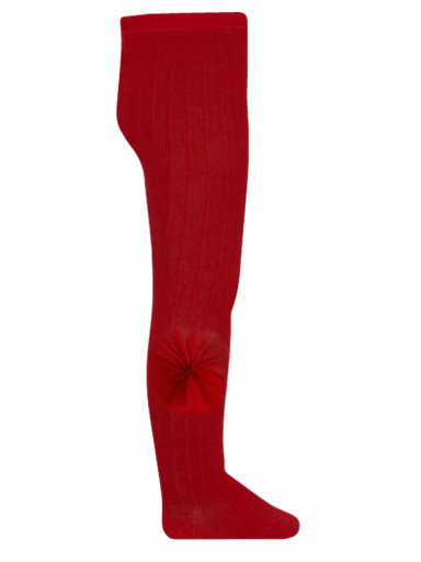 Collants em canelado em algodão com flor de tule  Red