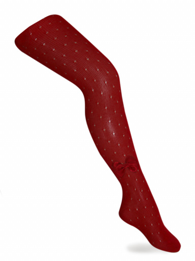Collant de pérolas vazado Plumeti com laço duplo de cetim Red
