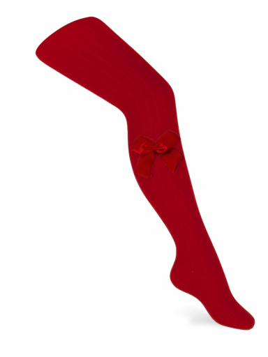 Collants canelados com laço de cetim volumoso Red