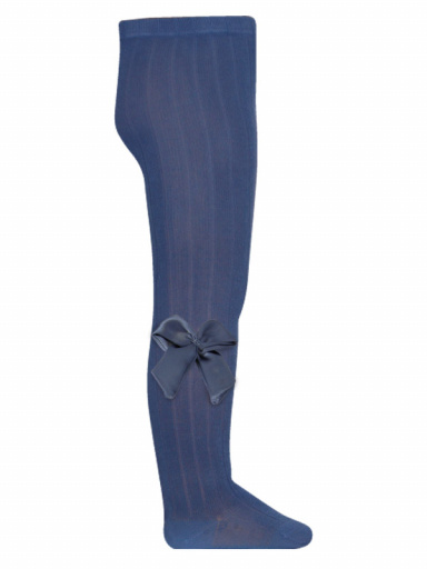 Collants canelados com laço de cetim volumoso Bluefrance