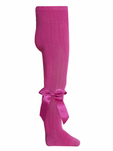 Collants canelado com laço de cetim comprido Fuchsia