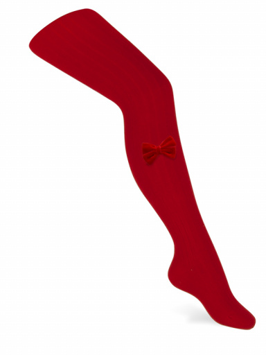 collants em canelado com laço de veludo Red