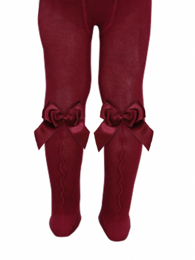 Collants com costura atrás e laço duplo de cetim Maroon