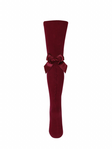 Collants com costura atrás e laço duplo de cetim Maroon