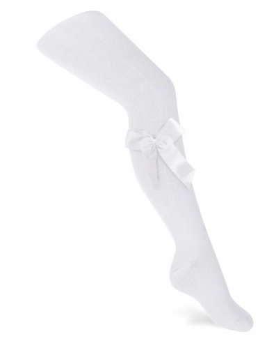 Collants en algodão com laço de cetim longo White