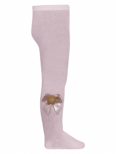 collants em algodão com laço de cetim e pompom Pink