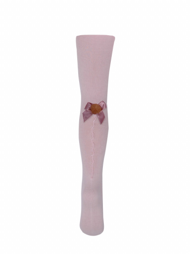 Collants com costura atrás e laço com pom pom Pink