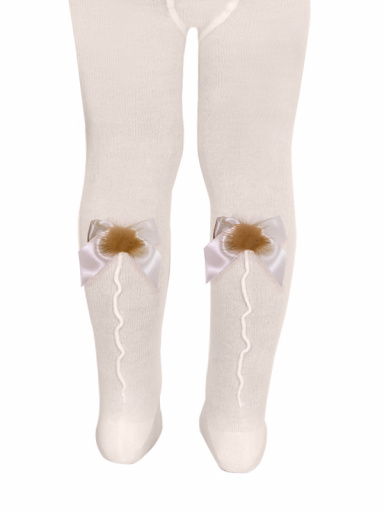 Collants com costura atrás e laço com pom pom Papyrus