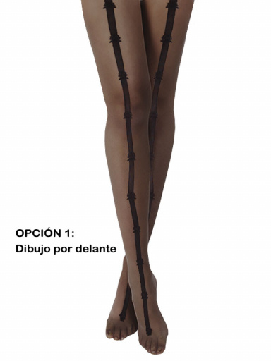 Collant transparente com listra e laço vertical Black