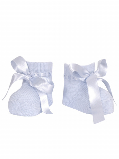 carapins bebé con cinta de raso con lazo (Primavera-Verano) Babyblue