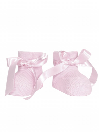 carapins bebé con cinta de raso con lazo (Primavera-Verano) Pink