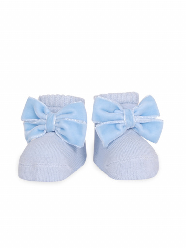 Botinha de bebê com laço de veludo Babyblue