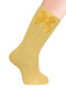 Meias caneladas altas com laço de cetim volumoso Mustard