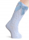 Meias altas estampadas com laço longo de veludo Babyblue