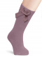 Meias altas lisas com laço de cetim volumoso Rosewood