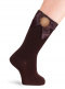 Calcetines altos lisos con lazo de raso y pompón brown