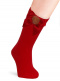 Calcetines altos lisos con lazo de raso y pompón Red