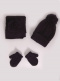 Chapéu, cachecol e luvas com pompom de fios (1-2 anos) Navyblue