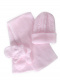 Chapéu recém-nascido com cachecol e luvas (0-12 meses) Pink