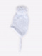 Chapéu de bebê vazado com abas de orelha e pompom (0-12 meses) Lightblue