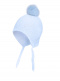 Chapéu de bebê a céu aberto com pompom grande (0-12 meses) Lightblue-Lightblue