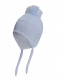 Chapéu de diamante para bebê com abas de orelha e pompom (0-12 meses) Lightblue