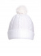 Gorro de malha para bebê oito com cabelo de pompom (0-12 meses) White-White