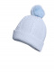 Gorro de malha para bebê oito com cabelo de pompom (0-12 meses) Lightblue-Lightblue