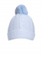 Gorro de malha para bebê oito com cabelo de pompom (0-12 meses) Lightblue-Lightblue