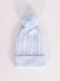 Gorro de malha para bebê oito com cabelo de pompom (0-12 meses) Lightblue-Lightblue