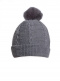 Gorro de malha para bebê oito com cabelo de pompom (0-12 meses) Grey-Grey