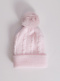 Gorro de malha para bebê oito com cabelo de pompom (0-12 meses) Pink-Pink